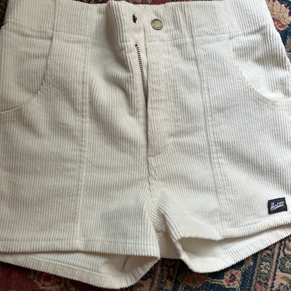 White Corduroy Hammies Shorts